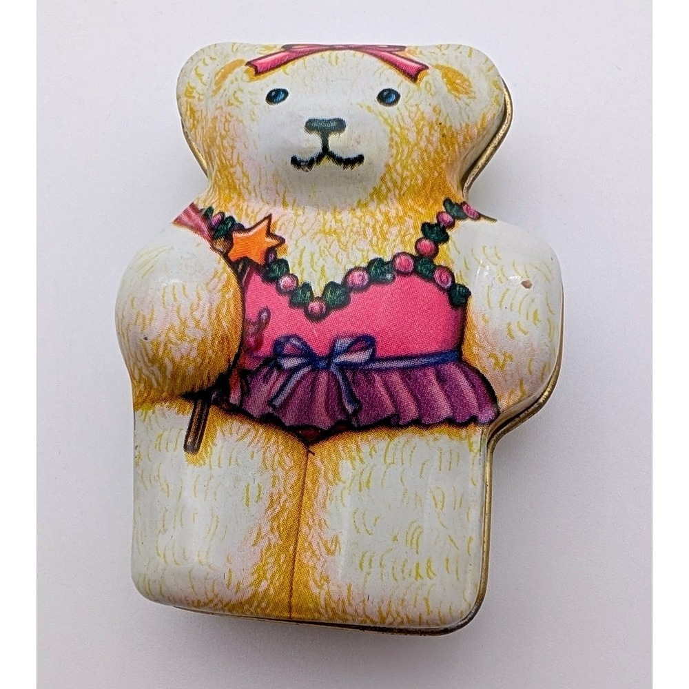 Vintage Hunkydory Dana Kubick Ballerina Bear Metal Trinket Tin Small Collectible